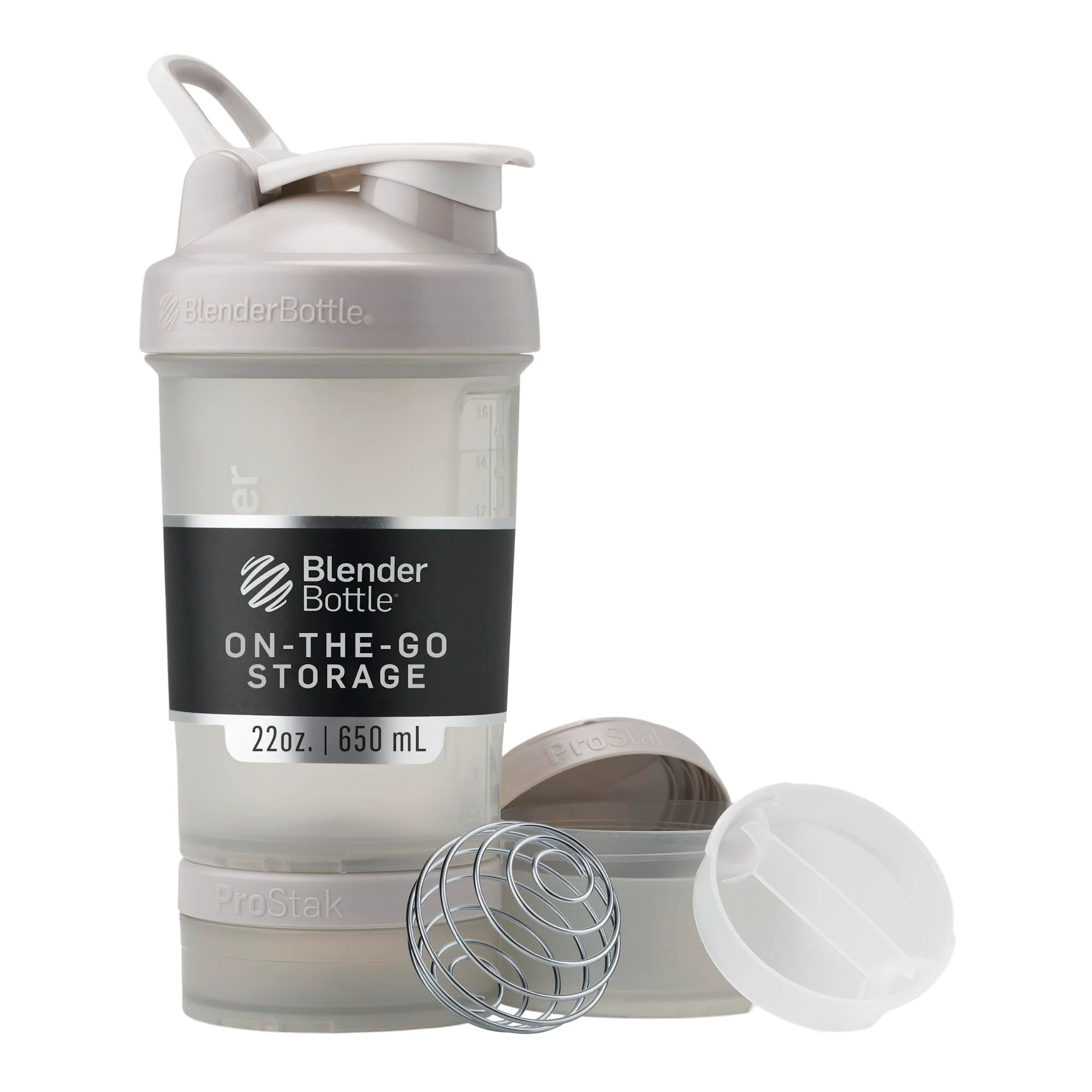 Contemporary BlenderBottle Shaker Bottle with Pill Organizer and Storage for Protein Powder Classic V2 ProStak System 22-Ounce Smoke Grey Fine