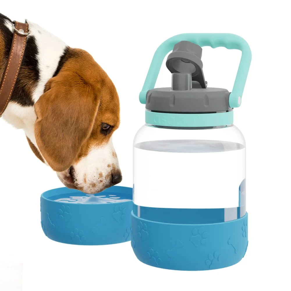 Luxury Asobu Buddy Bottle a Stainless Steel Insulated Water Bottle for with Removable Dog Water Bowl and Dog Food and Treat Storage Bowl Blue 50 Ounce High-Performance