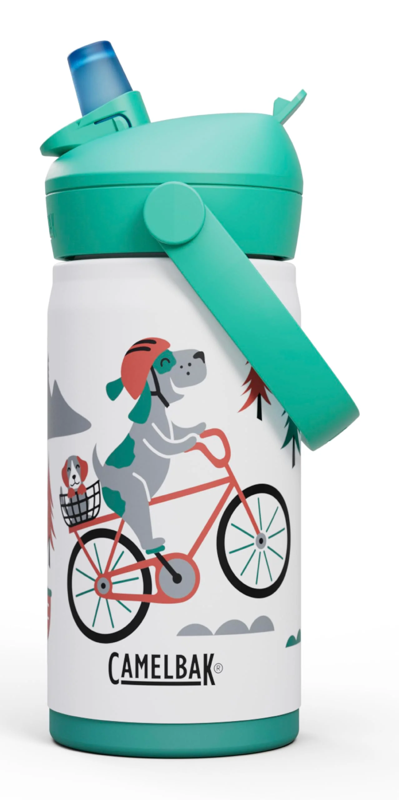 Outstanding CamelBak Thrive Flip Straw Kids Bite Valve Stainless Steel Water Bottle Biking Dogs 12oz Fine