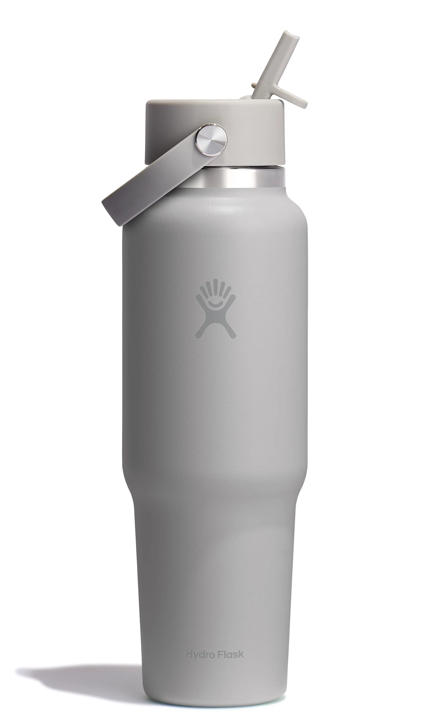 Smooth Hydro Flask Travel Water Bottle - Insulated Stainless Steel - Wide Straw Lid Non Spill Leakproof in 40 Oz Birch Gray Trendy