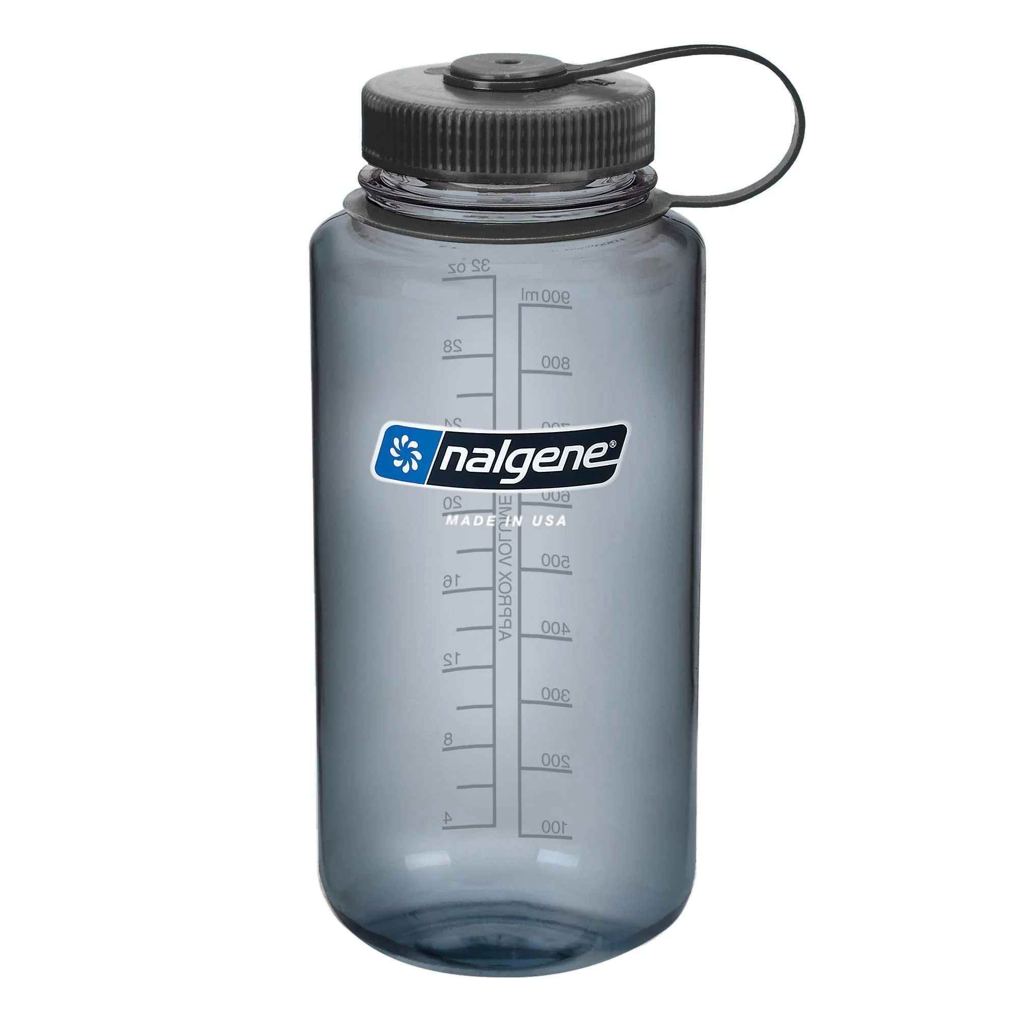 Eco-Friendly Nalgene BPA Tritan Wide Mouth Water Bottle 32 Oz Gray with Black Lid Next-Generation