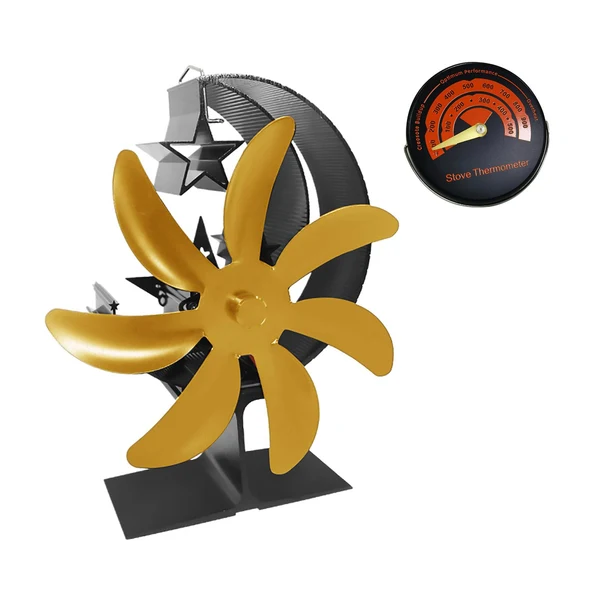 Innovative Maxbell Fireplace Fan Decoration Gadget Practical Metal for Stoves Fireplace Aureate High-Quality