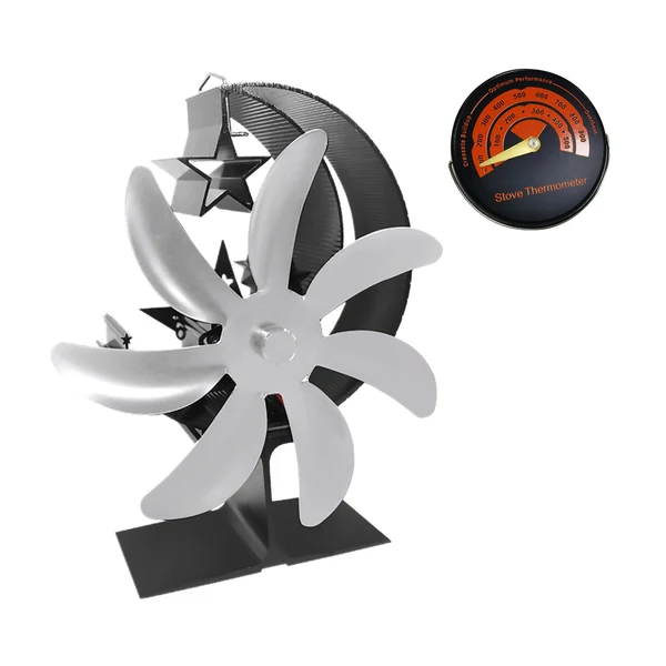 Effective Maxbell Fireplace Fan Decoration Gadget Practical Metal for Stoves Fireplace Argent Crafted