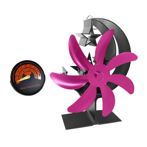Easy-to-Use Maxbell Fireplace Fan Decoration Gadget Practical Metal for Stoves Fireplace Rose Red Secure