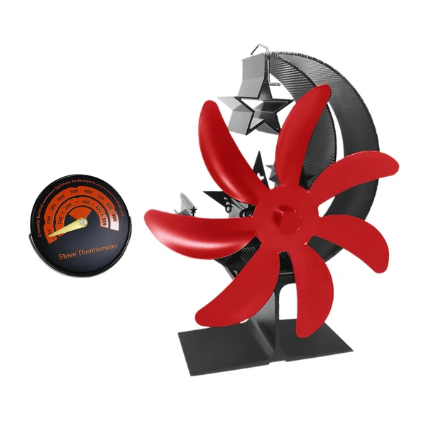 Maxbell Fireplace Fan Decoration Gadget Practical Metal for Stoves Fireplace Red Unique