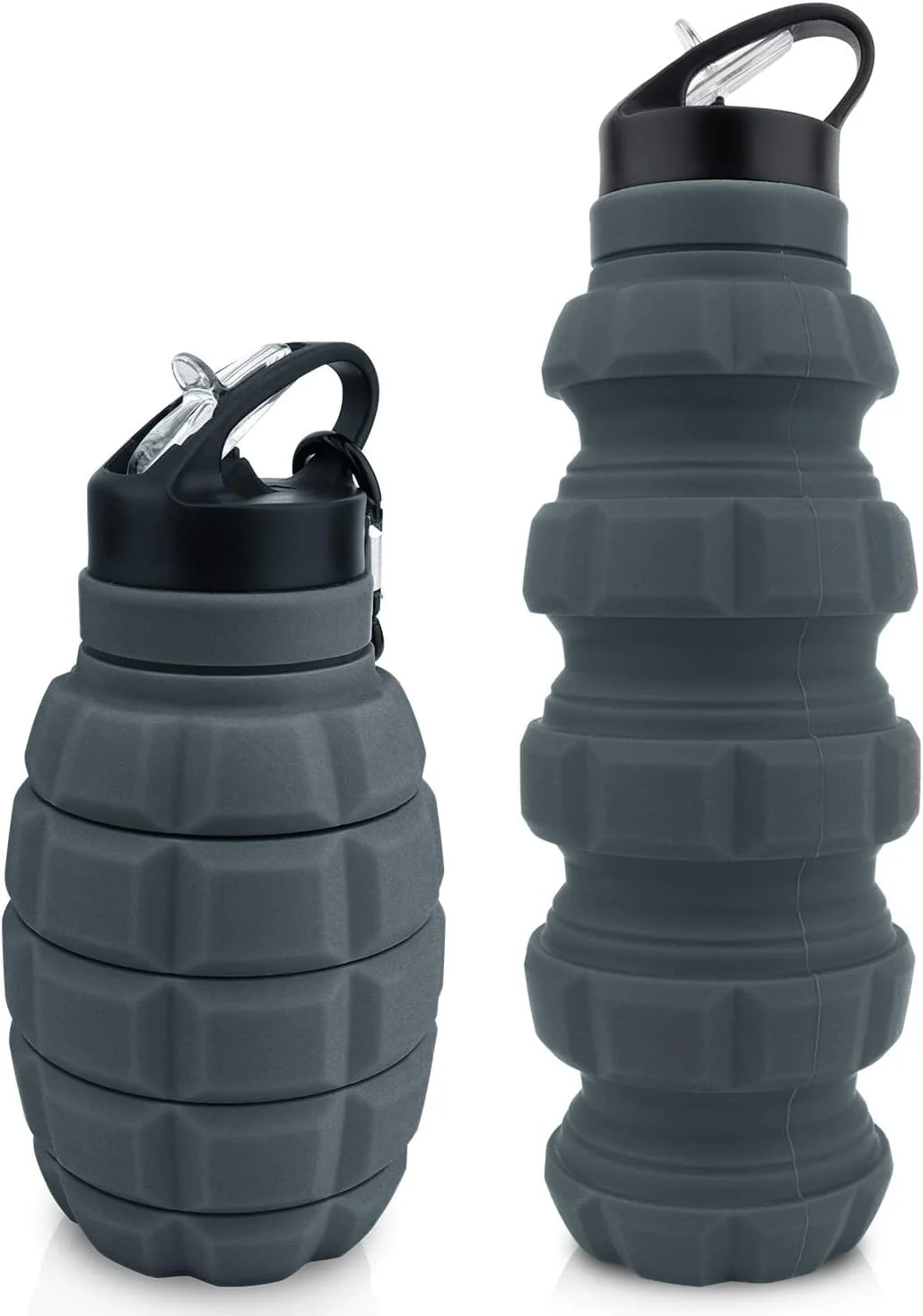 High-Quality Caliber Gourmet SILICONE COLLAPSABLE TRAVEL WATER BOTTLE 580ML Reusable Silicone Foldable Water Bottles for Gym Camping Hiking Portable Leak Proof Organic