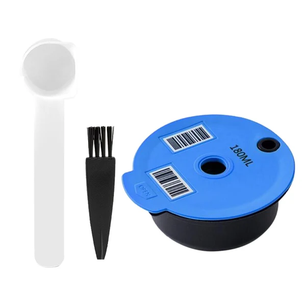 Practical Maxbell Coffee Capsule Pod Refillable Pod W Brush for Machine Office 180ml with white color spoon Recyclable