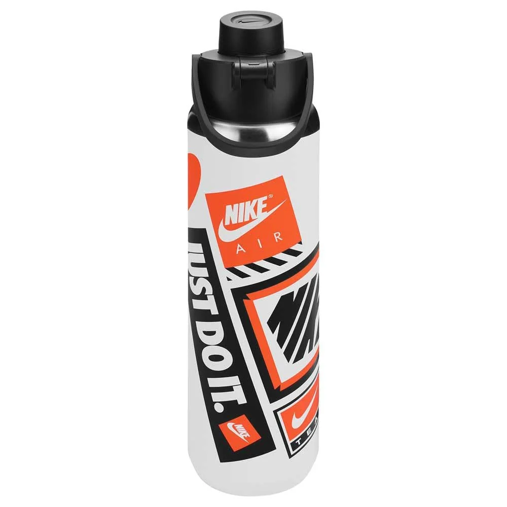 Consistent Nike SS Recharge Chug Bottle 24 Oz Graphic White Black Safety Orange Traditional