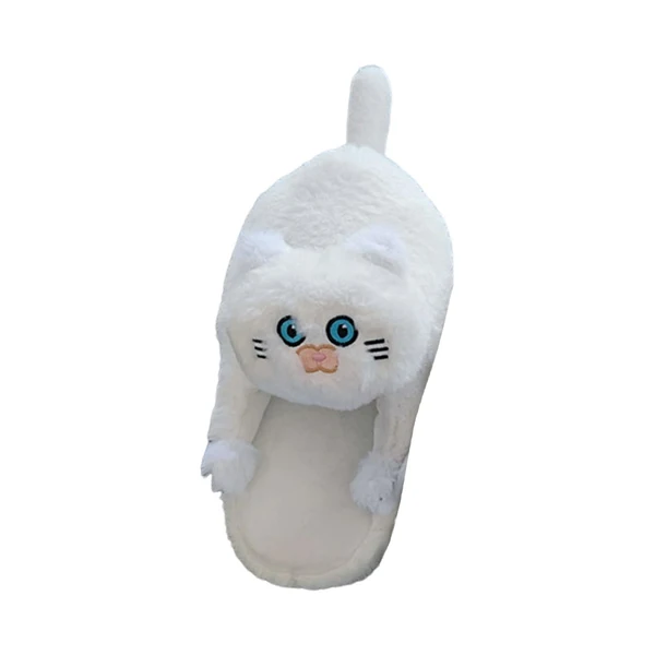 Fashionable Maxbell Cute Plush Slippers One Size Nonslip Cuddly Hug Cat Women Soft for Wife White High-Performance
