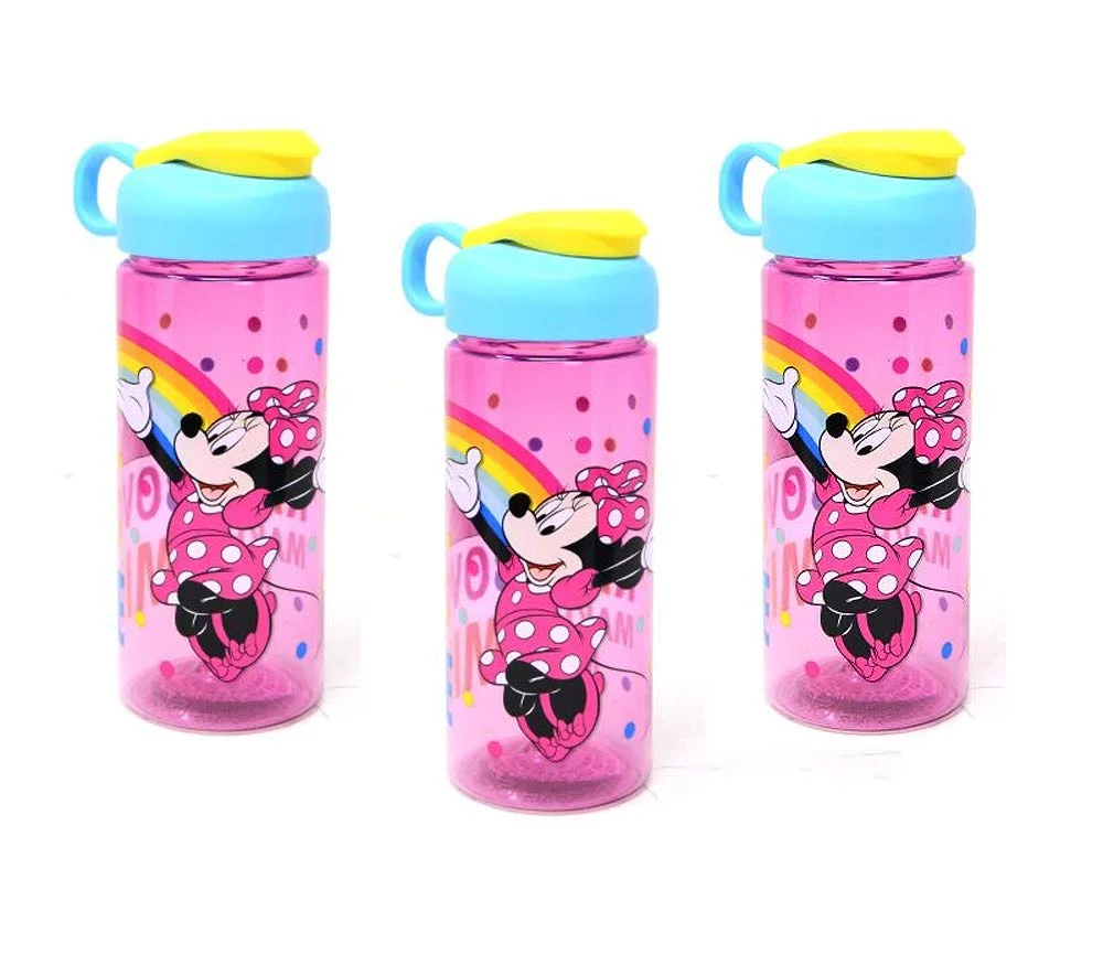 Fine Zak Designs Inc 3 Pack Disney Minnie Mouse 16.5oz Kids Sullivan Sports Water Bottle BPA PinkBlueYellow MMPUT071 Dependable