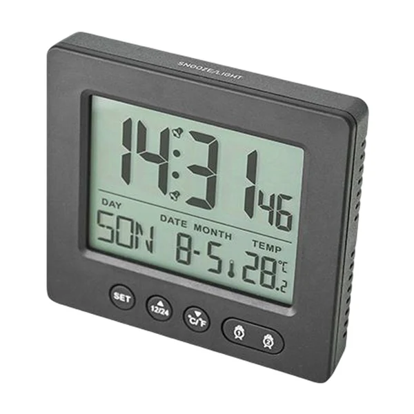 Luxury Digital Clock LCD Time Week Date Temperature Display for Living Room Home Black Practical