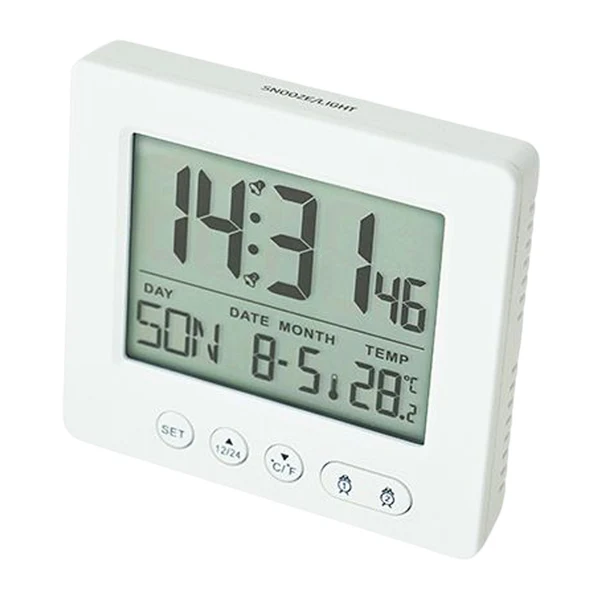 Genuine Digital Clock LCD Time Week Date Temperature Display for Living Room Home White Certified