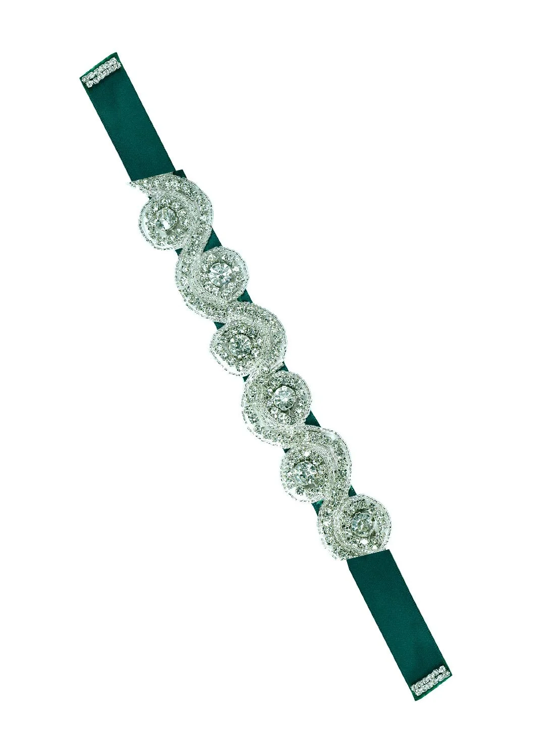 Professional uxcell Women Beaded Rhinestone Satin Ribbon Bridal Belt Green High-End