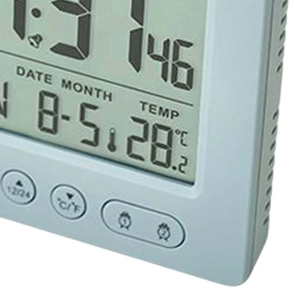 Trusted Digital Clock LCD Time Week Date Temperature Display for Living Room Home Gray Effective