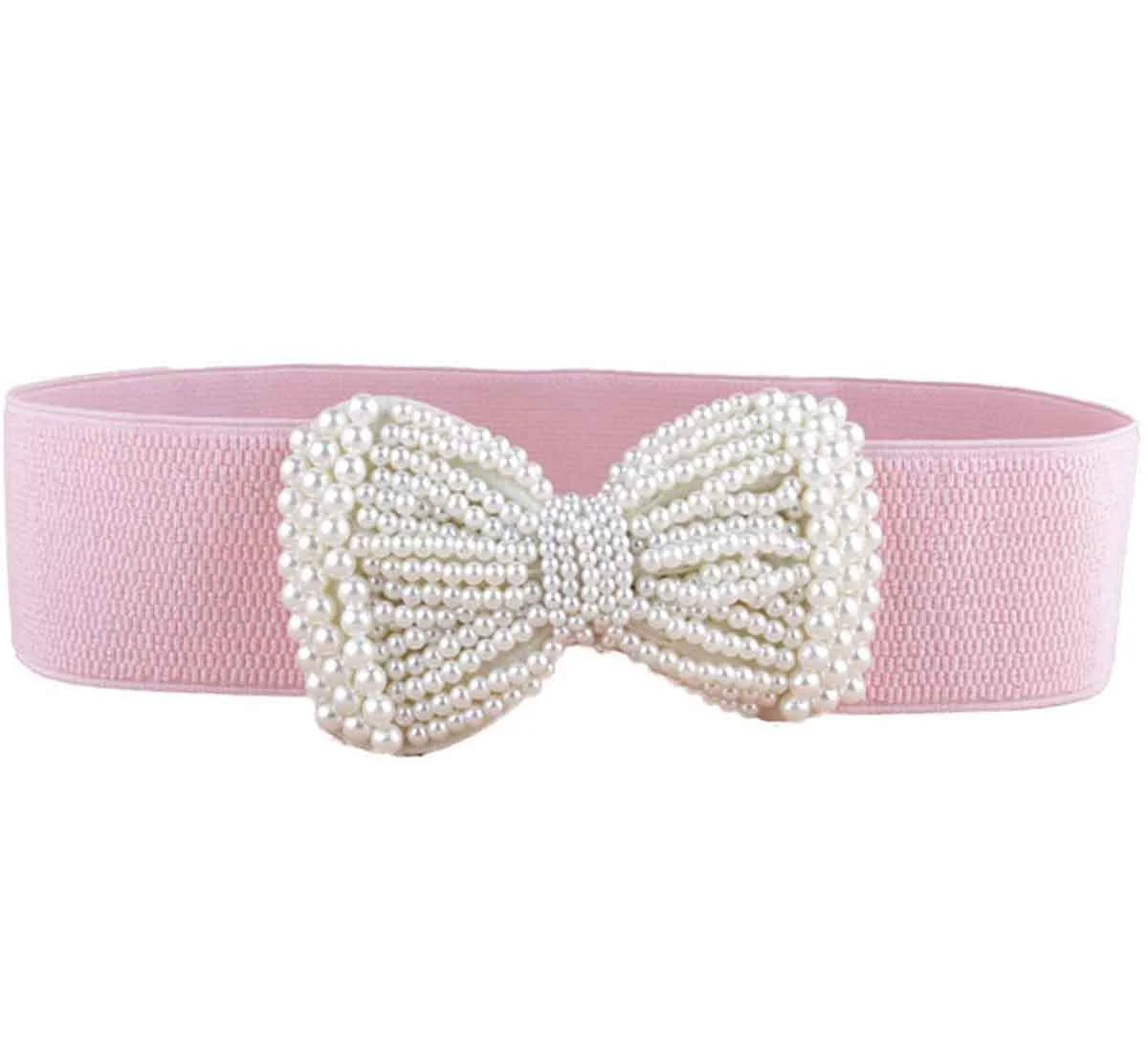 Trusted Galsawi Bow Elastic Stretch Belt Cinch Belt Waistband Pearl Wide Waist Belt Solid