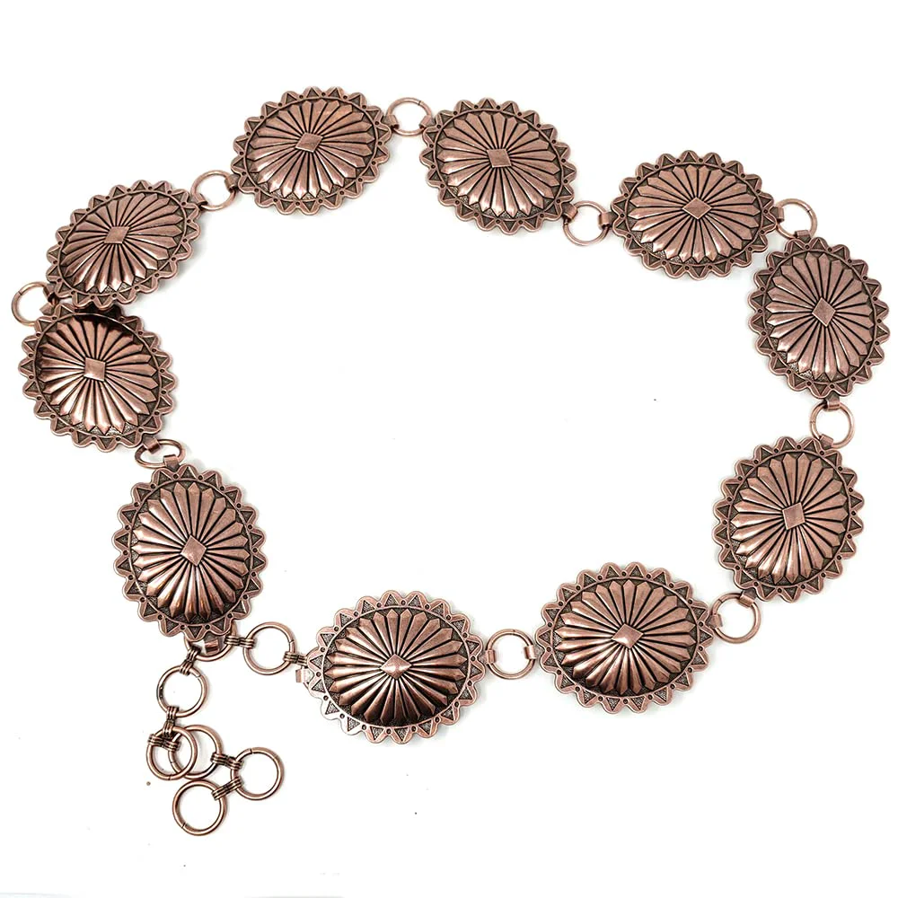 Effective Emulily Western Concho Fashion Chain Belt Western Flower Concho Enhanced