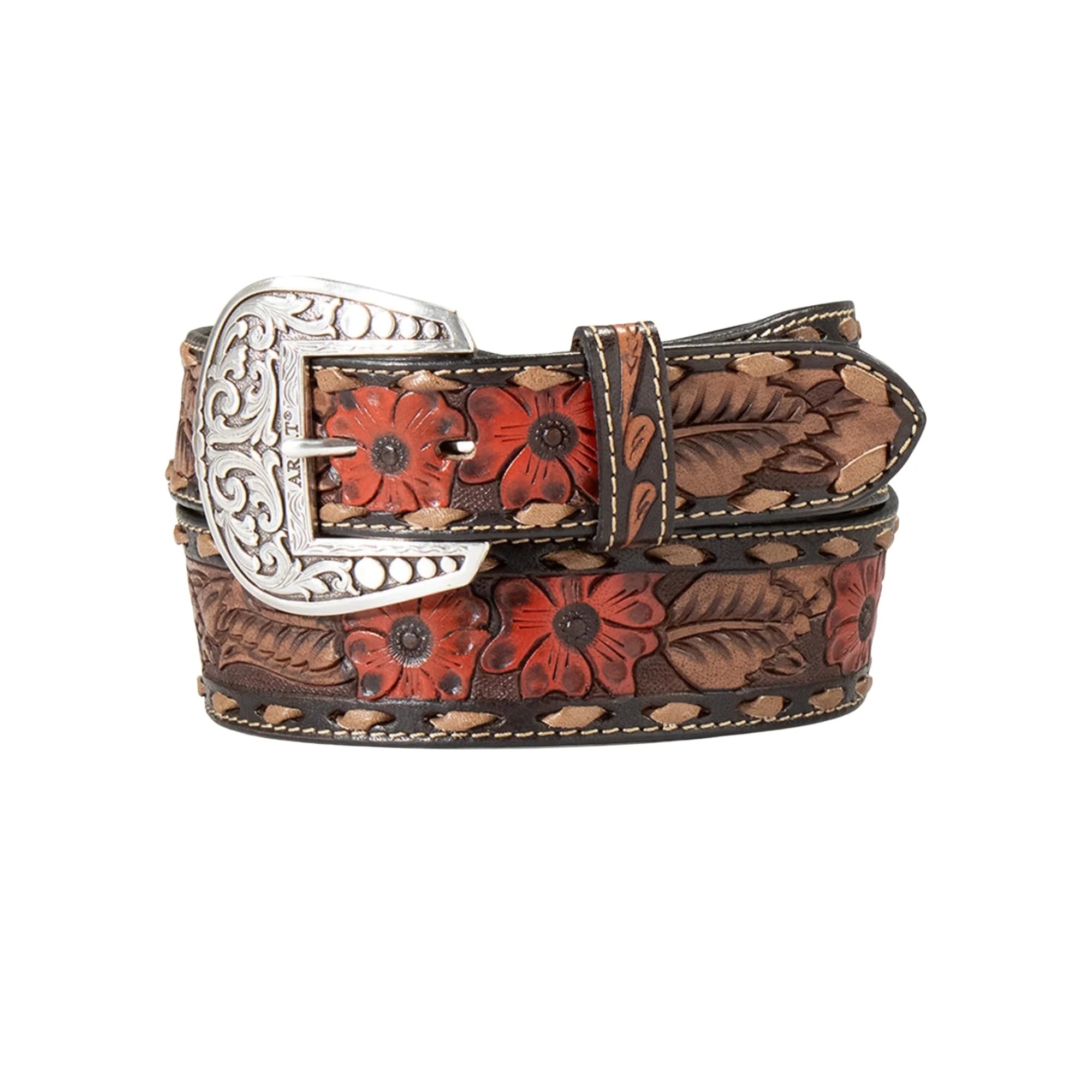 Breathable ARIAT Women's Floral Pattern Leather Belt Brown Black Large Traditional