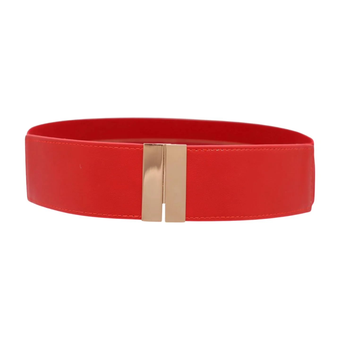 Reliable Women Fashion Wide Elastic Belt High Waist Hip Gold Metal Buckle S M Red z006 Breathable