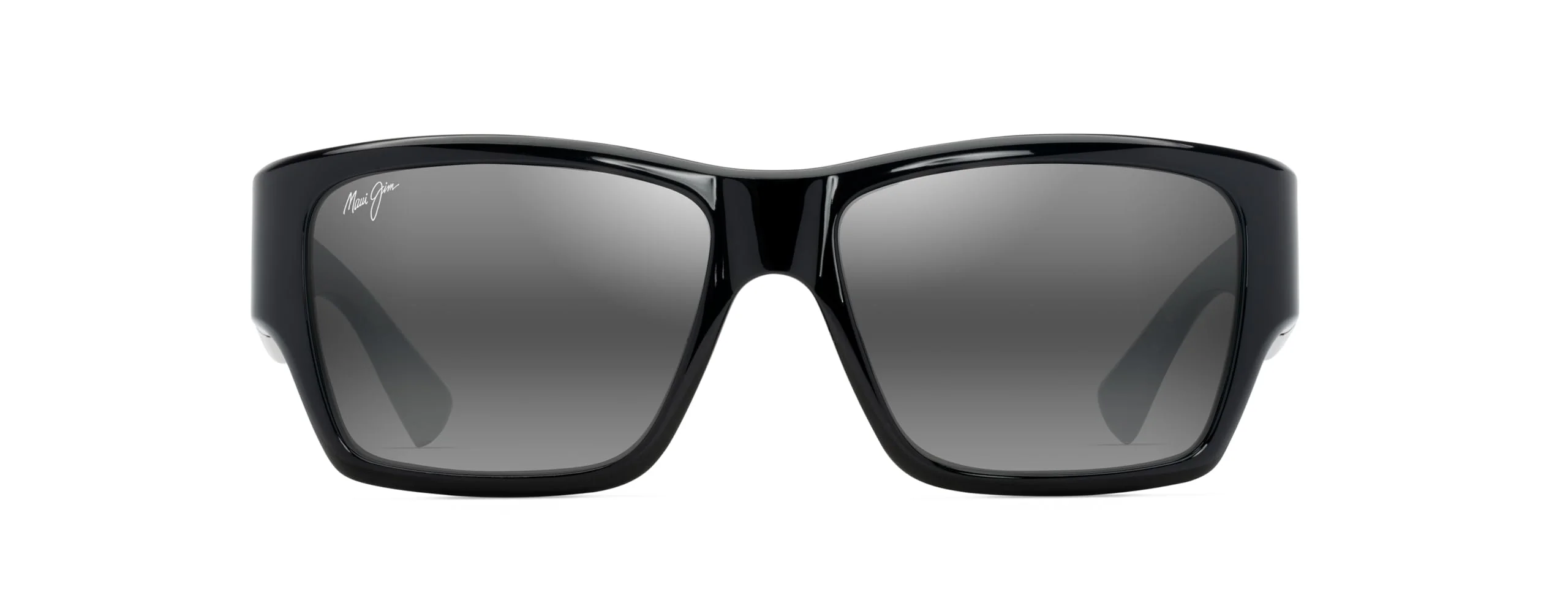 Fine Maui Jim Men's Women's Kaolu Polarized Square Sunglasses Shiny Black Neutral Grey Polarized Extra large Superior