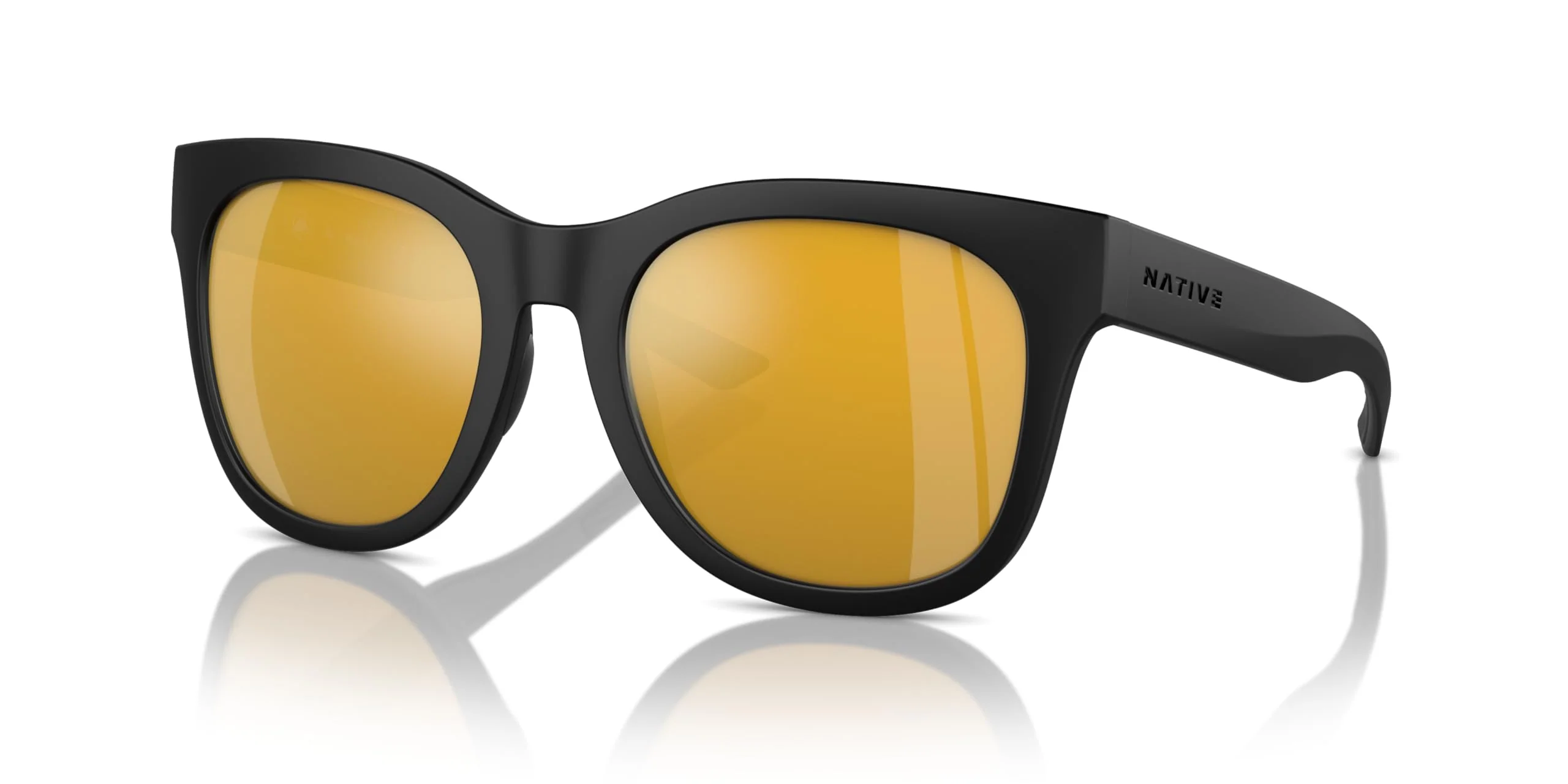 Quality Native Woman Sunglasses Matte Black Frame Bronze Reflex Polarized Lenses 55MM Dependable