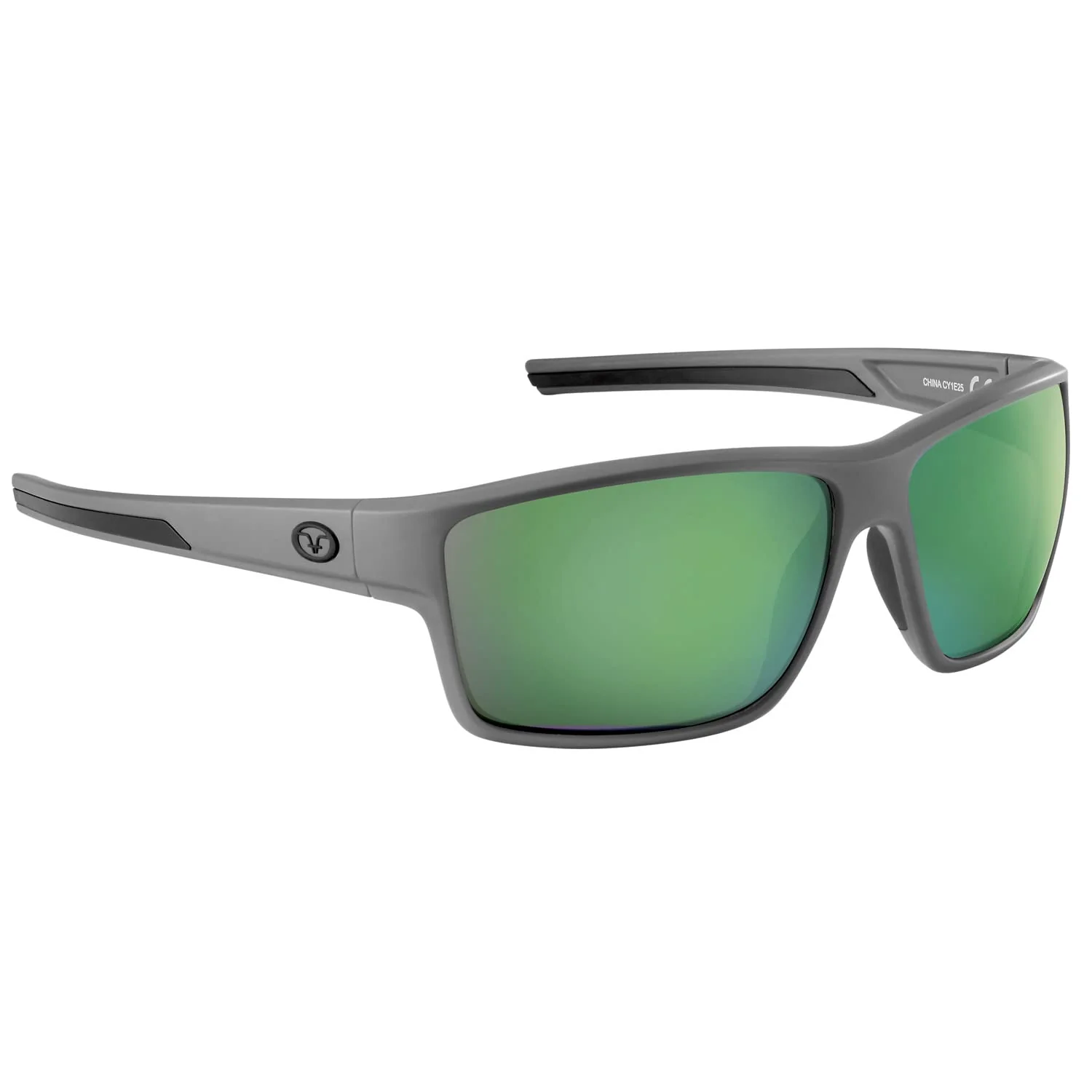 Casual Flying Fisherman Mojarra Polarized Rectangular Sunglasses Matte Gray Frame Amber-Green Mirror Lens Medium Secure