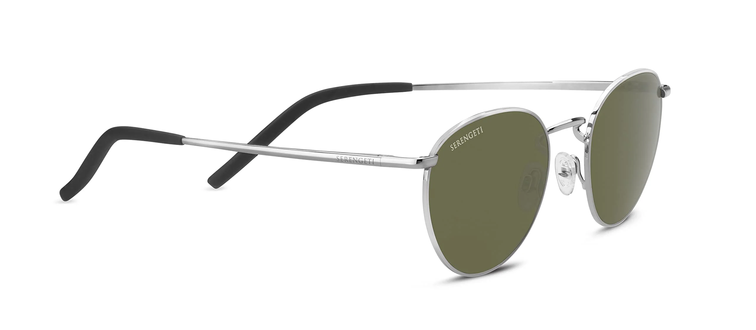 Expertly Made Serengeti 8927 Hamel Round Sunglasses Shiny Silver - Mineral Polarized Drivers Gradient Medium Innovative