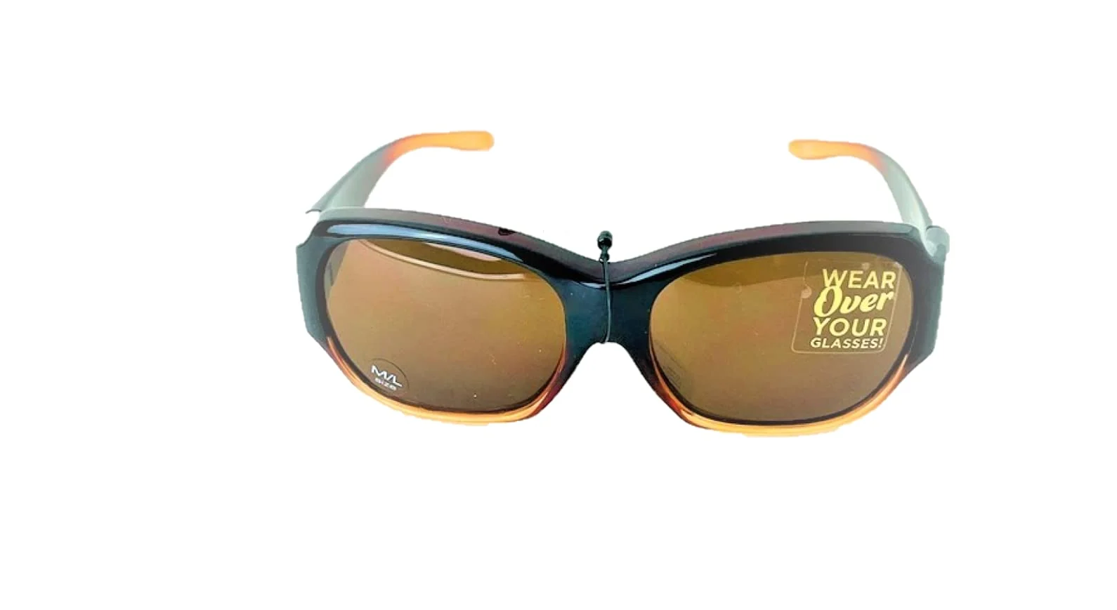 Official Solar shield Fits over Sunglasses for Women FO-038 Oval Brown frame Polarized Amber lenses Medium 60 mm FO-038 CAR AMB Superior