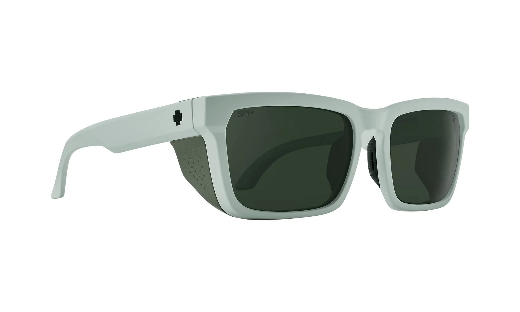 Effective SPY Optic Helm Tech Full Cover Square Sunglasses Color and Contrast Enhancing Lenses Matte Vintage White - Happy Gray Green Lenses Exclusive