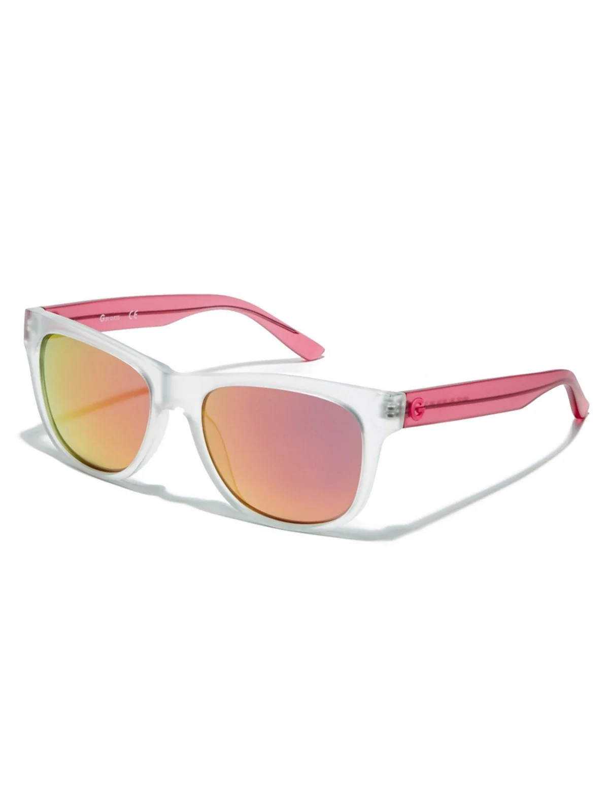 Environmentally Friendly GUESS GG1127 Matte Crystal Pink Mirror Lens One Size Minimalist