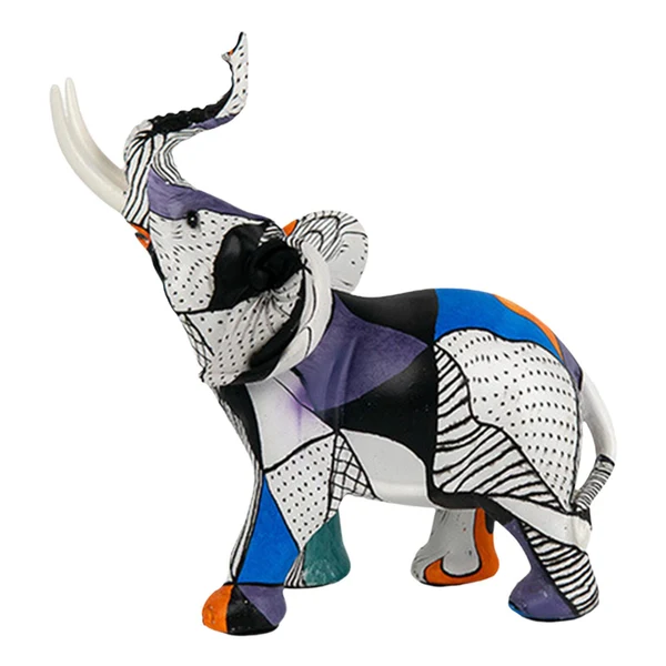Fine Crafted Maxbell Maxbell Elephant Figurine Resin Statue Collectible Sculpture for Shelf Bedroom Plaid Responsible