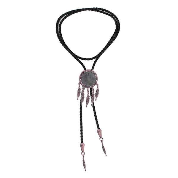 Sustainable Maxbell Vintage Bolo Tie PU Leather Rope Western Necktie Necklace for Party Cosplay High-End