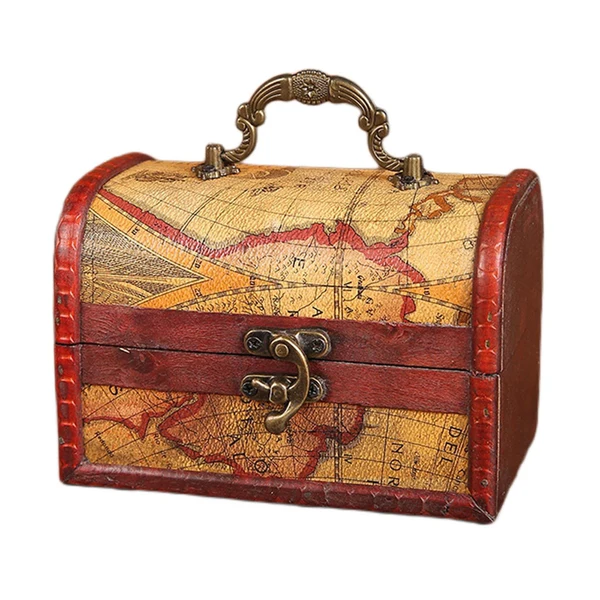 Next-Generation Maxbell Retro Style Storage Box Multifunctional for Desktop Living Room Decoration Style A Solid