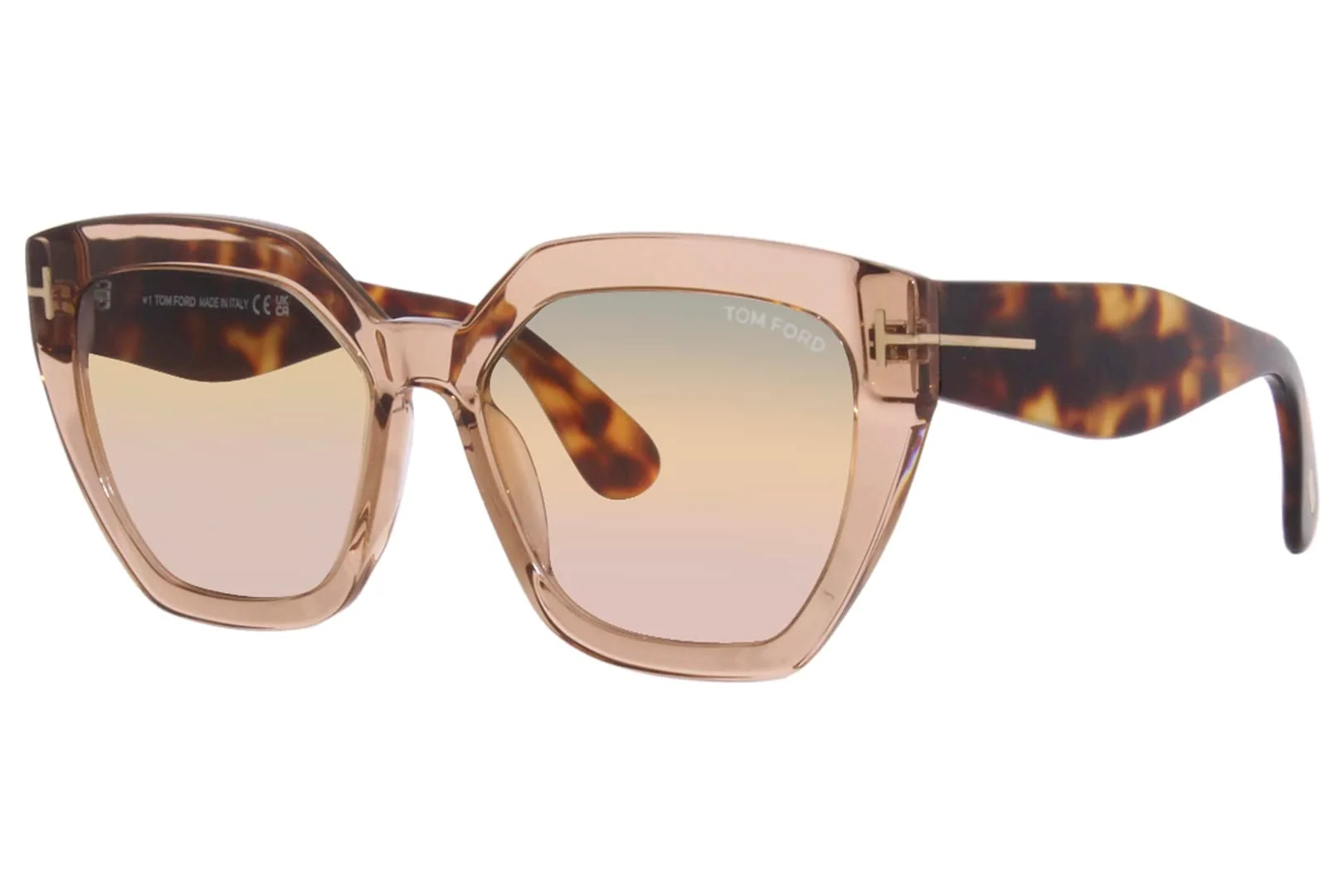 Original Design Tom Ford Square Sunglasses TF939 Phoebe 45B Transaparent Brown Havana 56mm FT0939 Relaxed