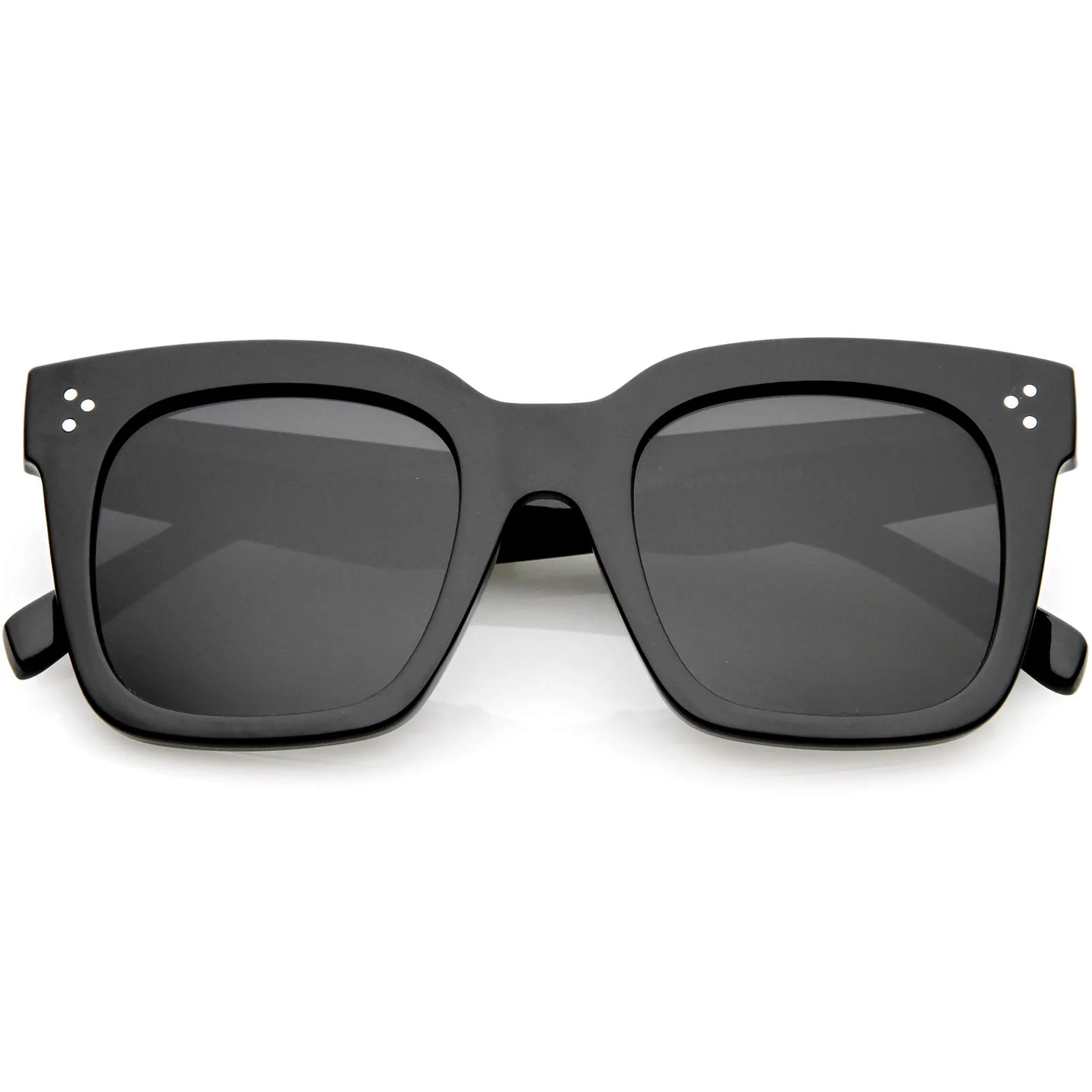 Recyclable zeroUV - Oversized Fashion Retro Square Sunglasses for Women Vintage Style 50mm Shiny Black Smoke Polarized Green
