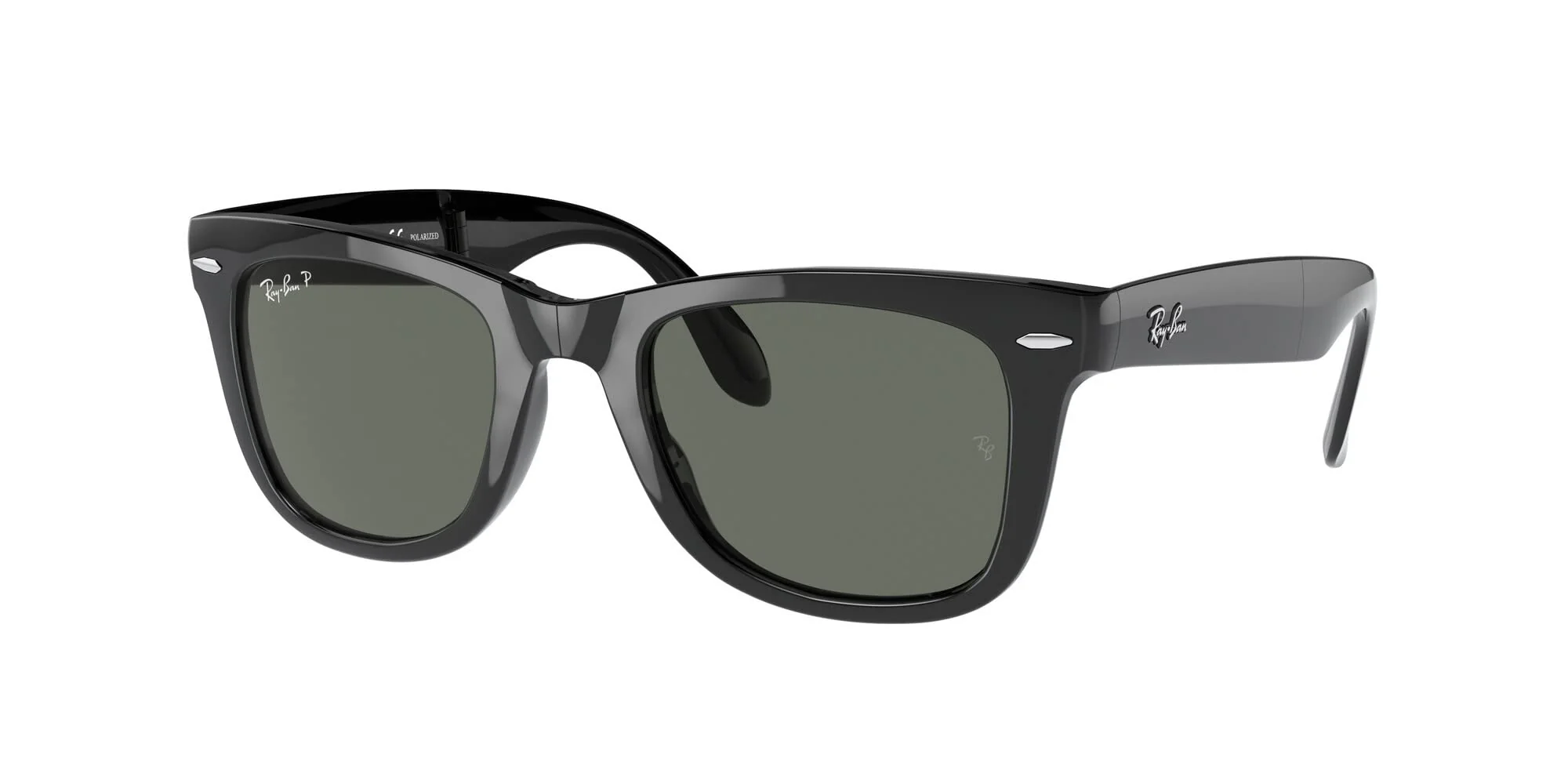 Efficient Ray-Ban RB4105 Folding Wayfarer Square Sunglasses Black Polarized G-15 Green 54 mm Unique