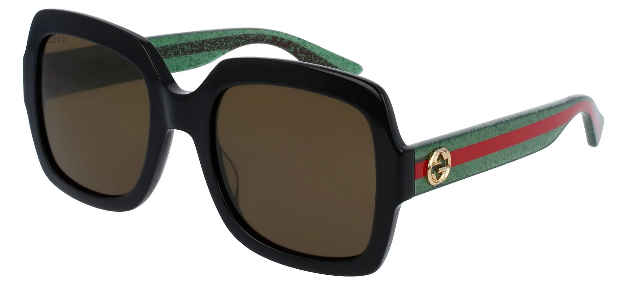 Recyclable Gucci Square Sunglasses for womens GG0036SN 002 Black Green Red 54mm 0036 Innovative