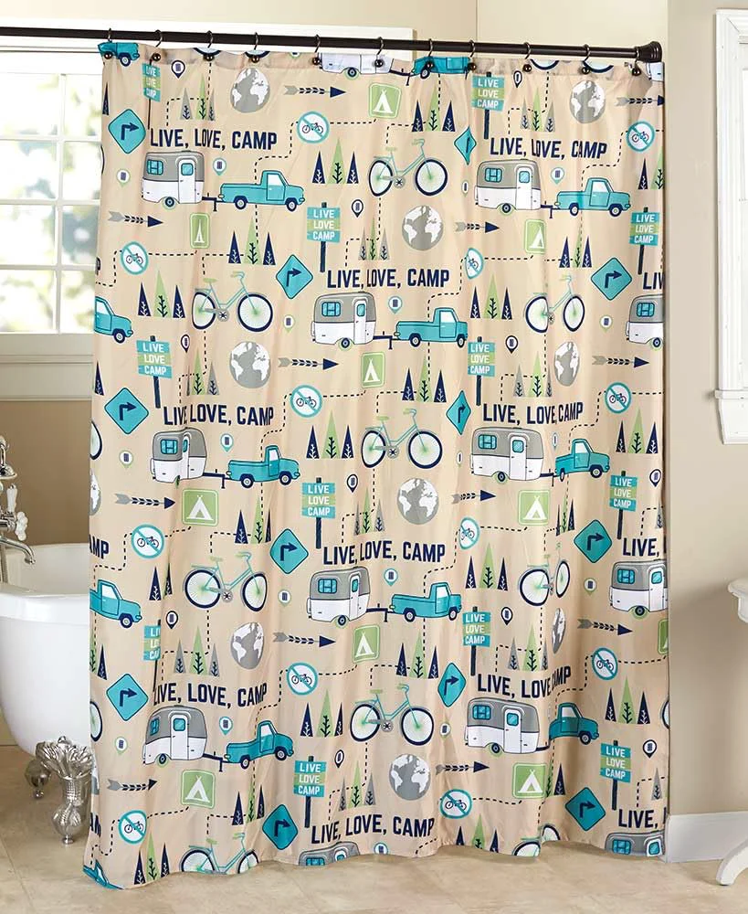 Flexible The Lakeside Collection Live Love Camp Shower Curtain - Shower Curtain Excellent