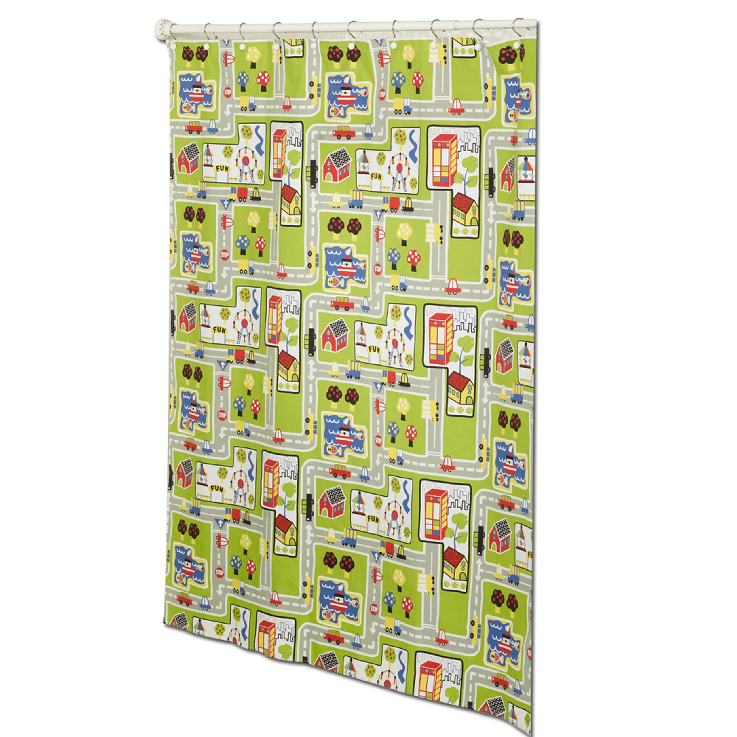 Sustainable ZPC Zenith Products Corporation Zenna Home ARO1941371 Around The Town Decorative Shower Curtain PEVA Multi-Color Soft