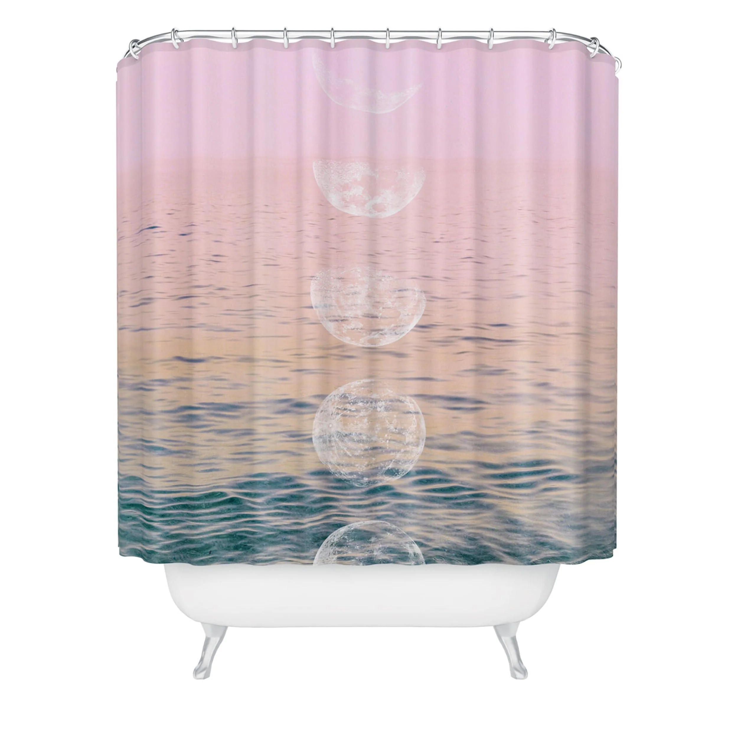 Responsible Society6 Shower Curtain - Bathroom Decor by Emanuela Carratoni - Extra Long Fabric Shower Curtains for Bathroom 71 x 74 Moontime on The Beach High-Performance