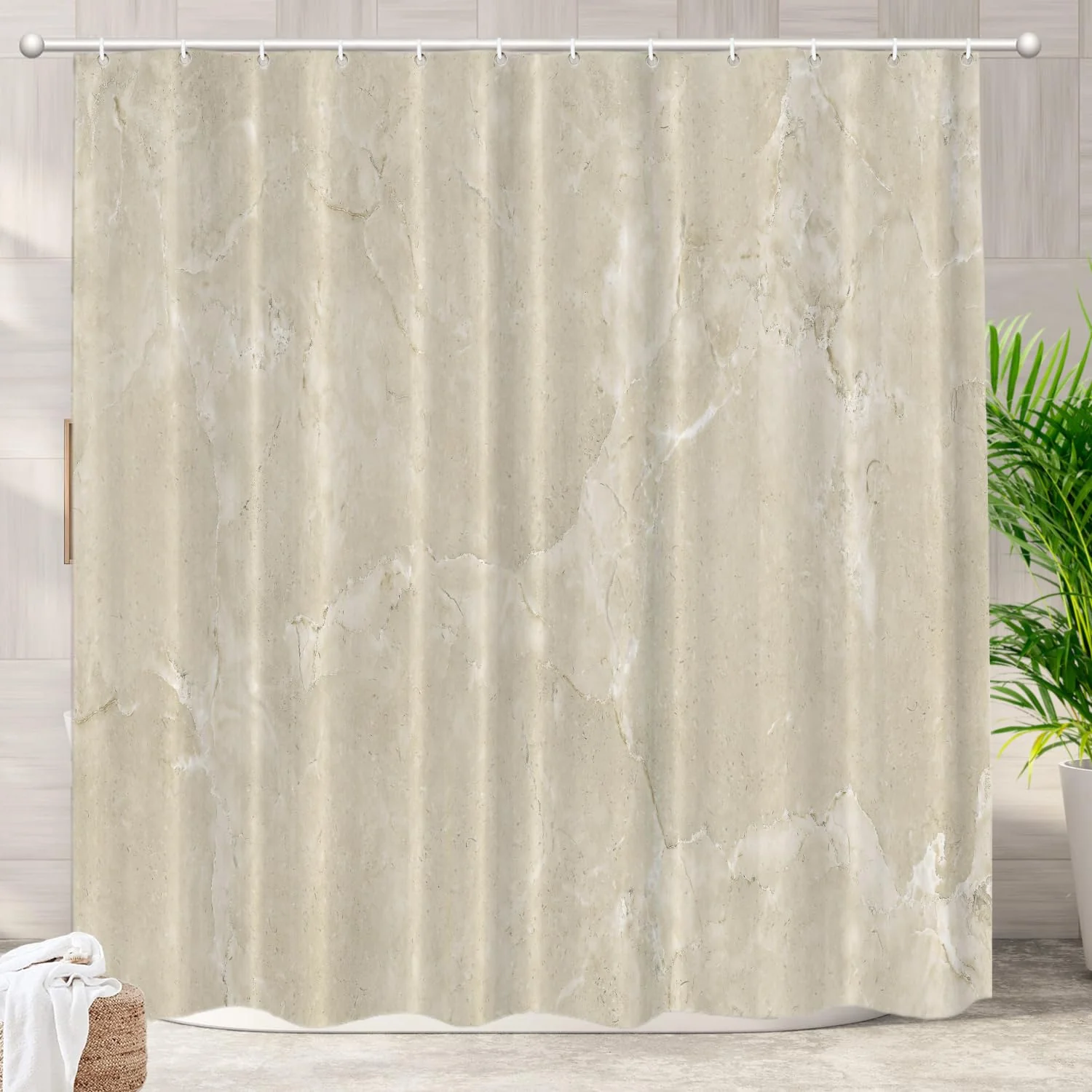 Classic Batmerry Beige Cream Marble Decorative Shower Curtain Beige Cream Marble Yellow Shower Curtain for Shower Stall Bathtubs Bathroom Decor Waterproof… Artisan