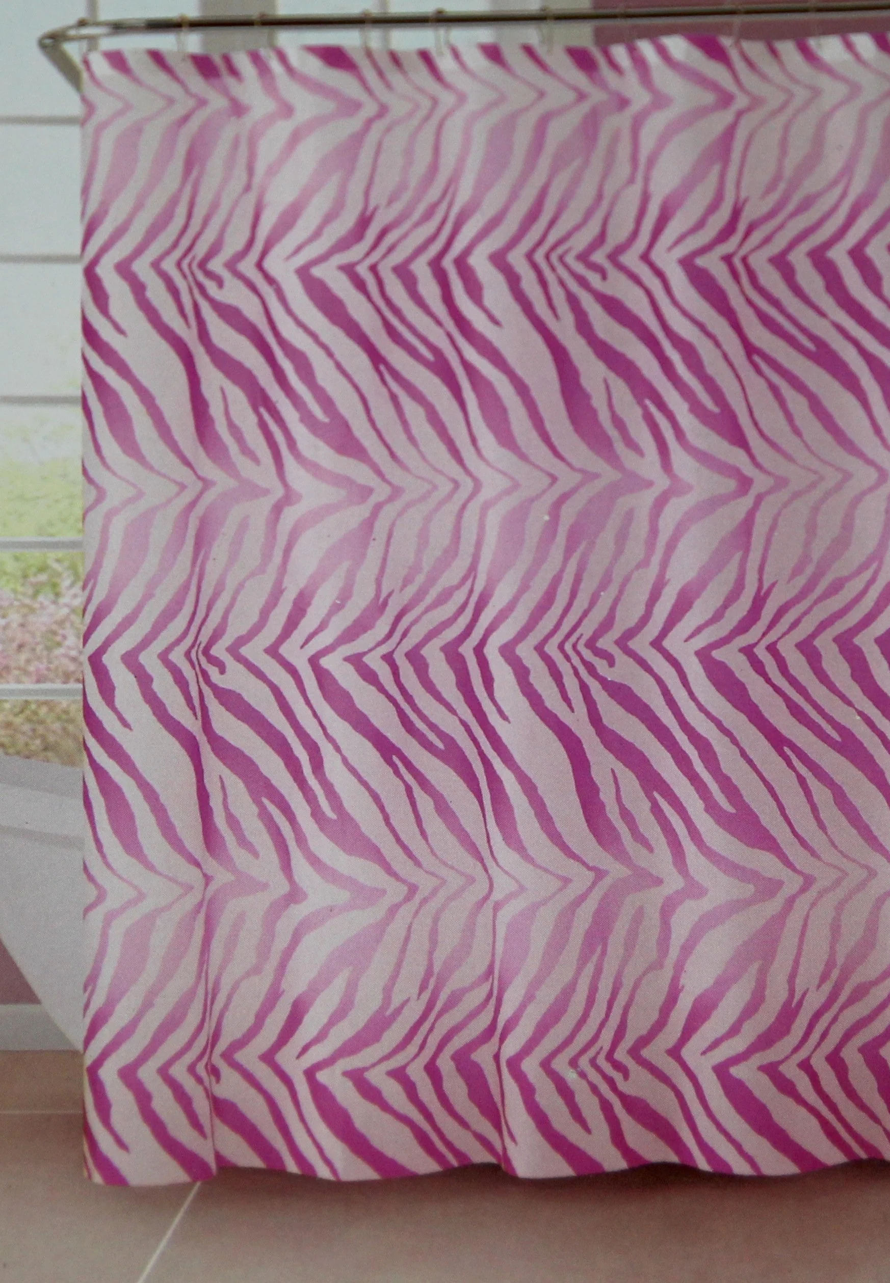 Solid Luxury Home Zebra Peva Shower Curtain Pink Reliable