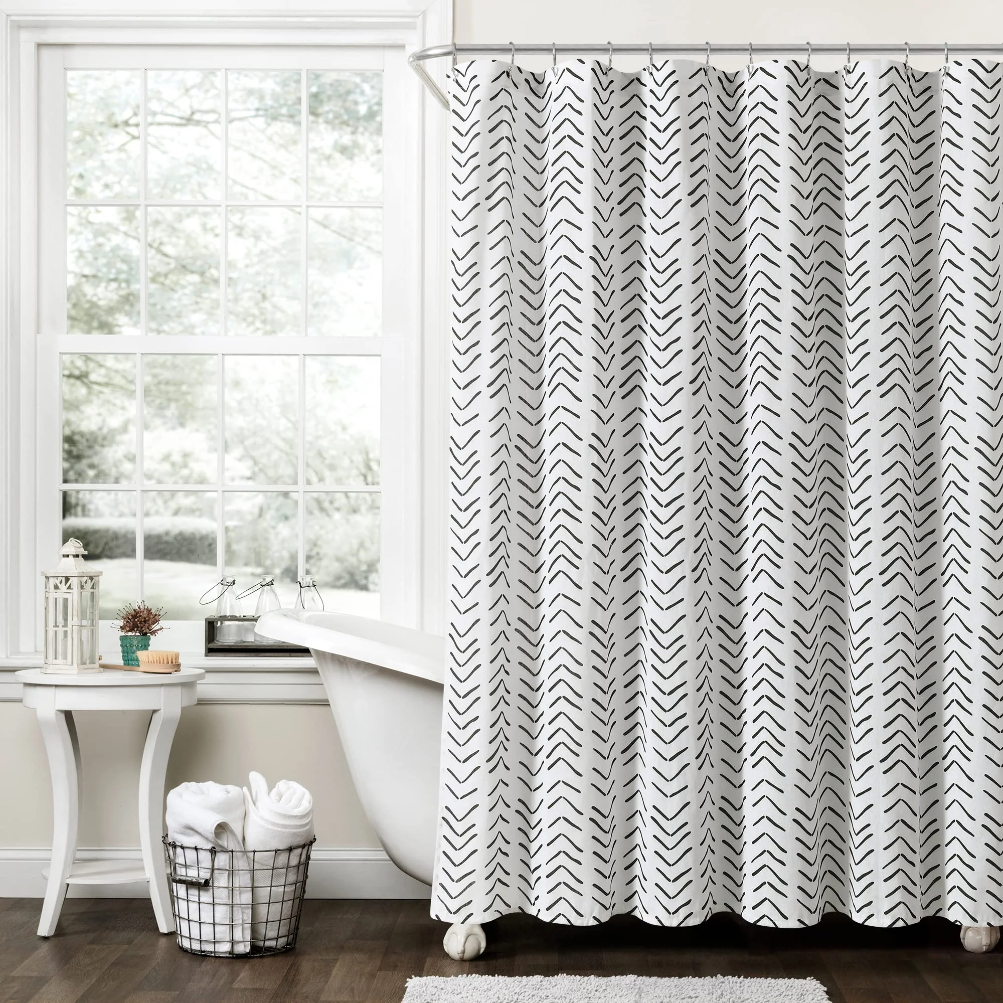 Powerful Lush Decor Hygge Modern Arrow Linen Look Shower Curtain 72 X 72 Black White Smooth