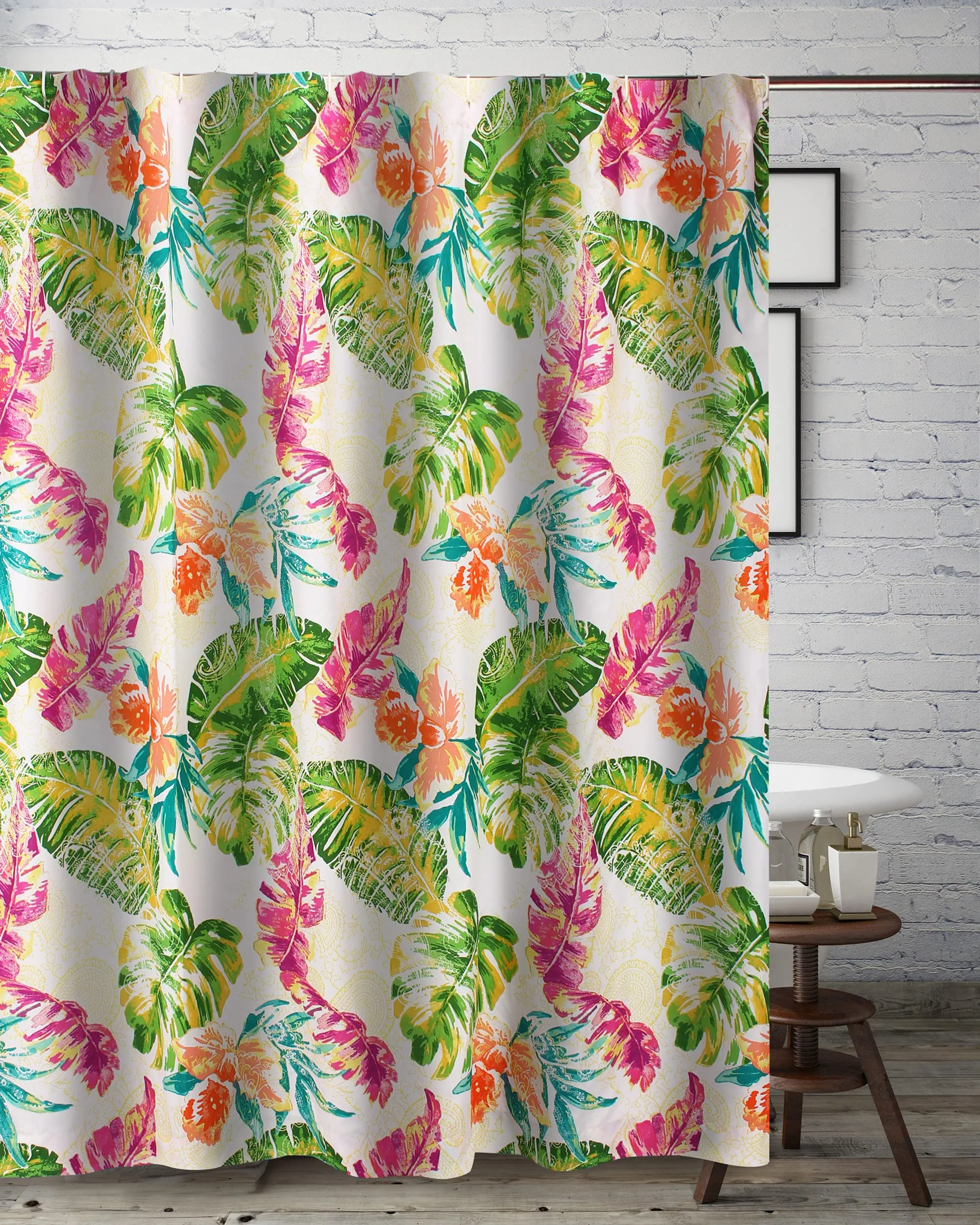 Organic Greenland Home Tropics Shower Curtain 72x72-inch Coral Smooth