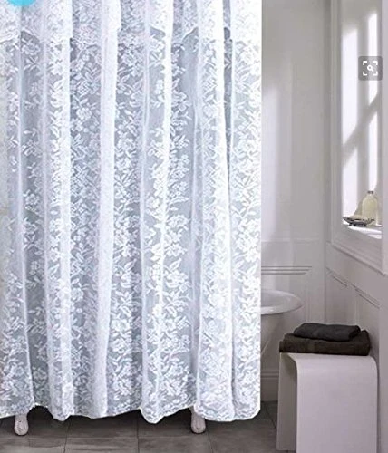 Expertly Made spring Home Romance Lace Fabric Shower Curtain with an Attached Valance 70 X 72 Long Lightweight
