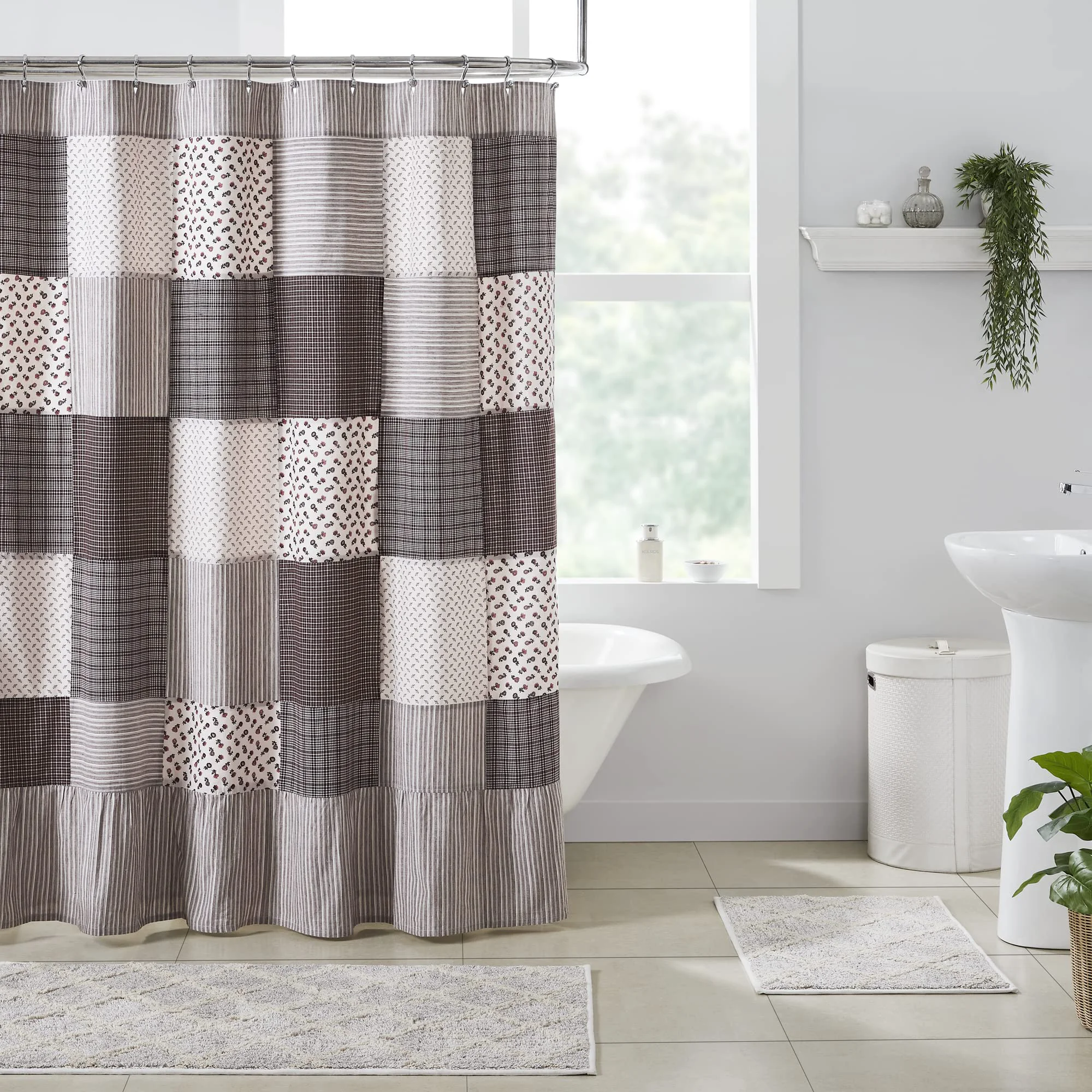 Next-Generation VHC Brands Florette Patchwork Shower Curtain 72x72 Effective