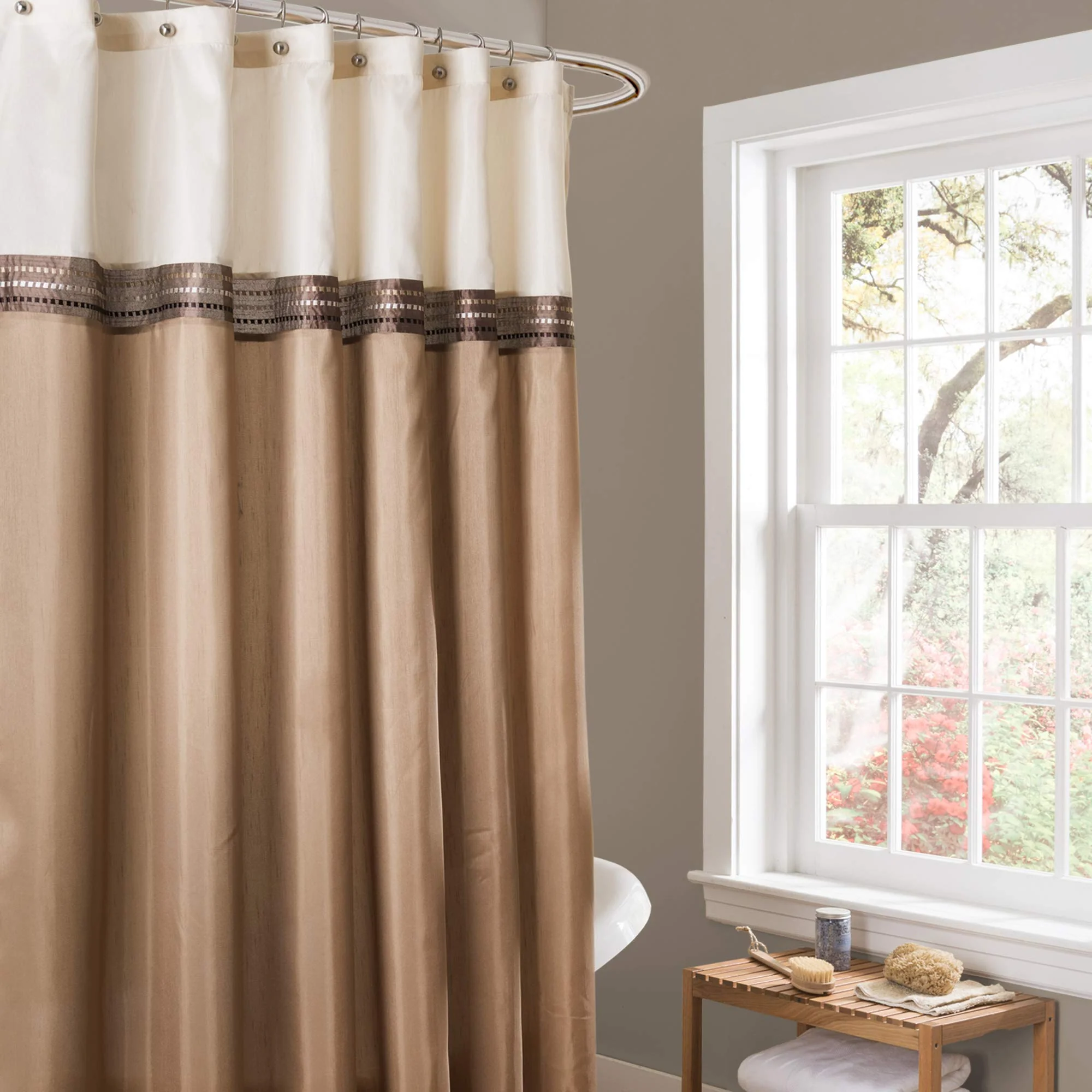 Unique Lush Decor Terra Shower Curtain Single 72 W x 72 L Beige Ivory - Fabric Shower Curtains for Bathroom - Neutral Bathroom Curtain - Modern Glam… Genuine