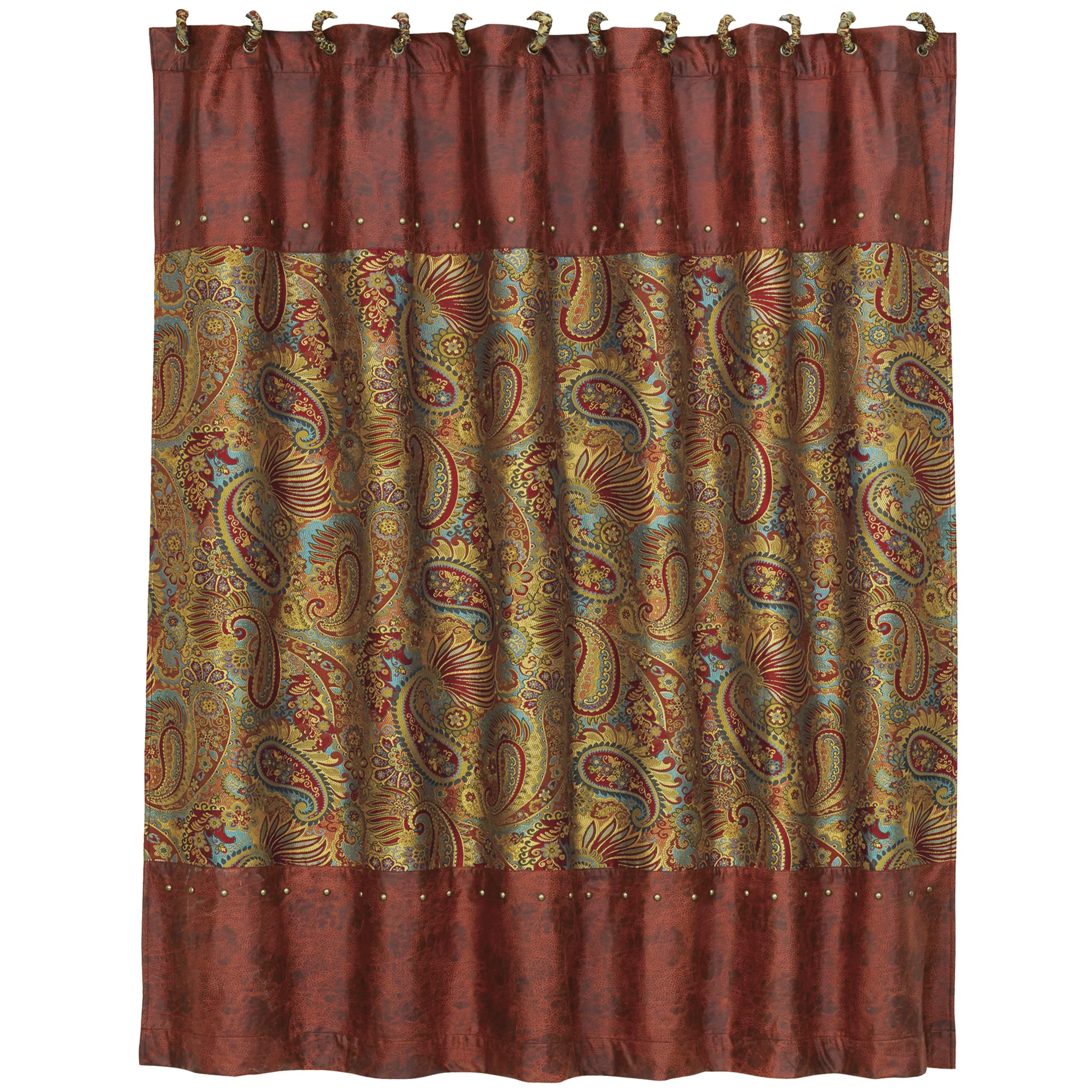 High-Grade H HIEND ACCENTS Paseo Road San Angelo Shower Curtain 72x72 inch Red Paisley Pattern Western Rustic Traditional Farmhouse Style First-Class