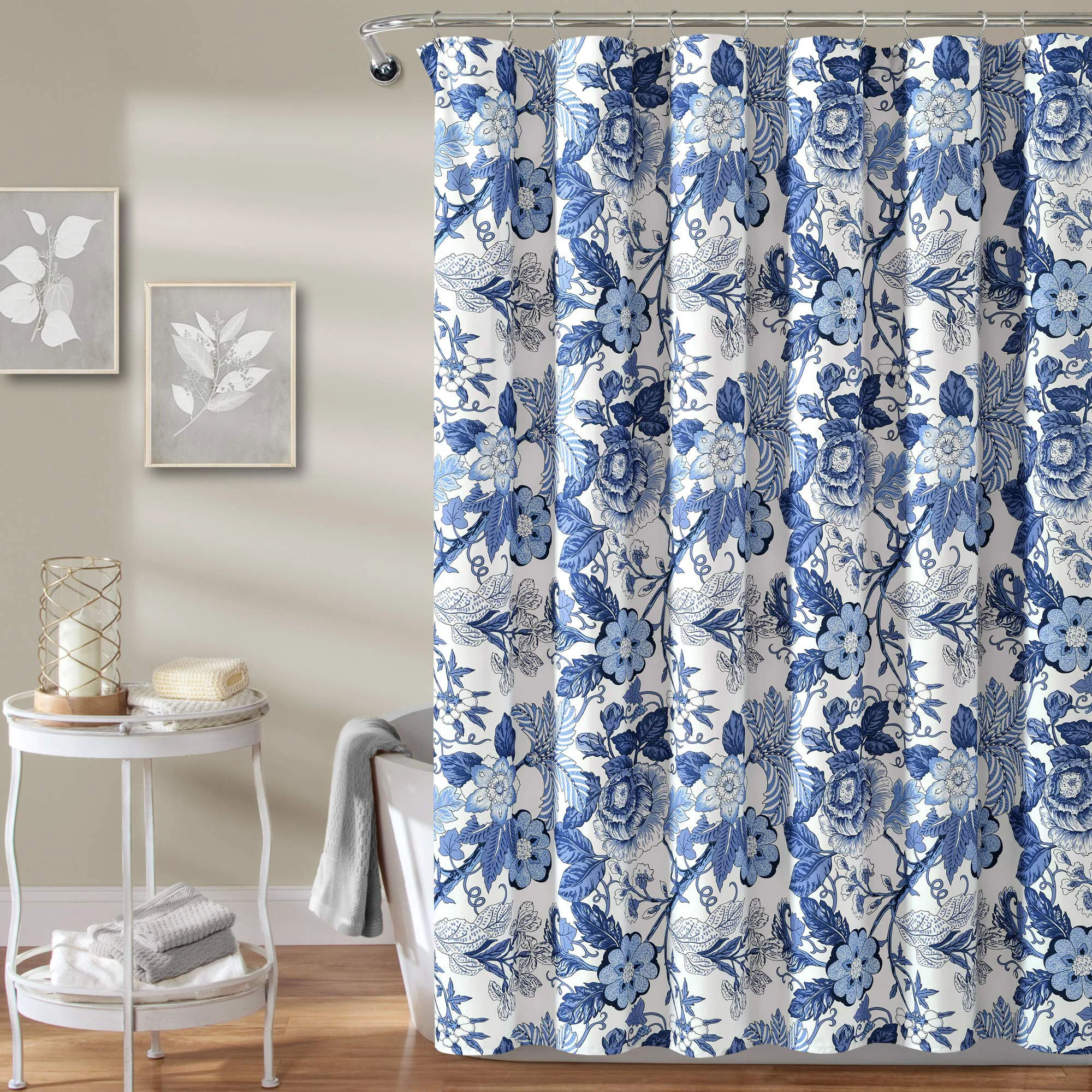 Environmentally Friendly Lush Decor Sydney Floral Shower Curtain 72 W x 72 L Navy White - Fabric Shower Curtains - Cottage Core Decor - Colorful Floral Print - Cute… Top-Quality