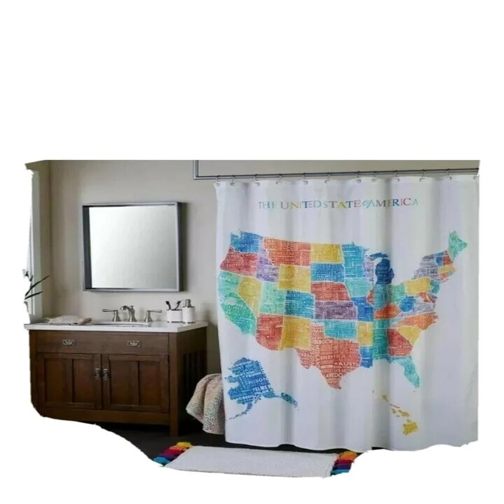 Selected SKL Home by Saturday Knight Ltd. United States Map Shower Curtain Multi Quality