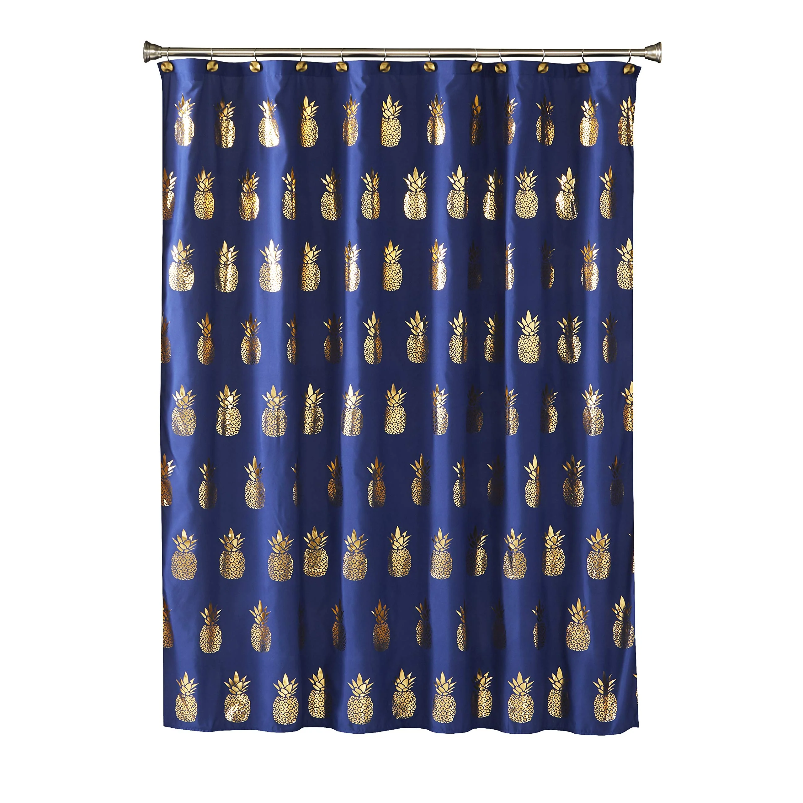 High-Quality SKL Home by Saturday Knight Ltd. Gilded Pineapple Fabric Shower Curtain Navy Gold Sustainable